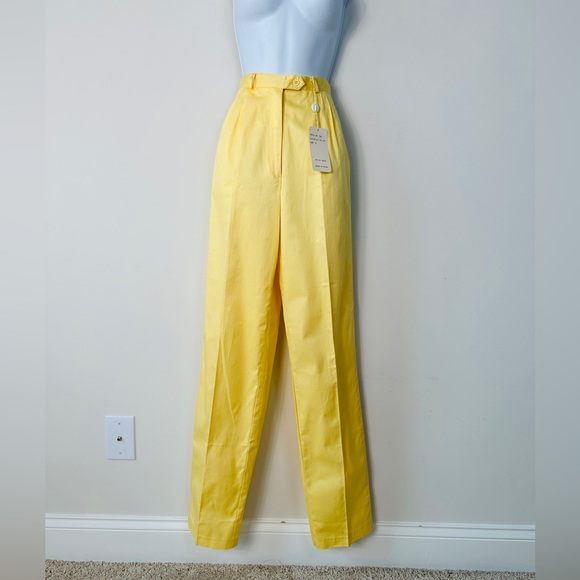 Vintage Yellow Highwaisted Pleated Front Trouser Pants By Rafaella Size 10 - Picture 3 of 9